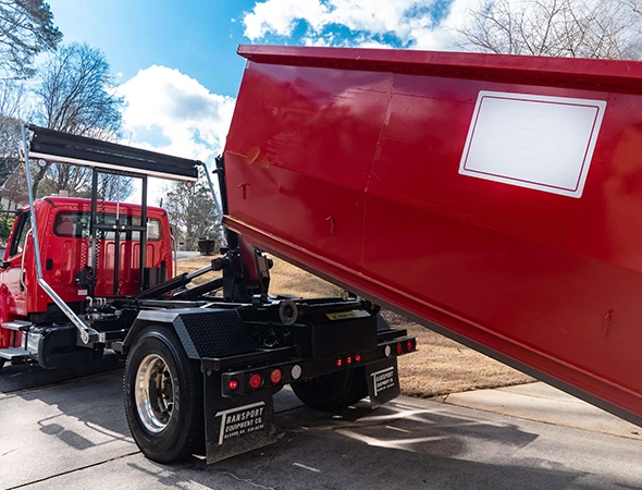 Construction site using roll-off dumpster rental services in Nicholasville, KY