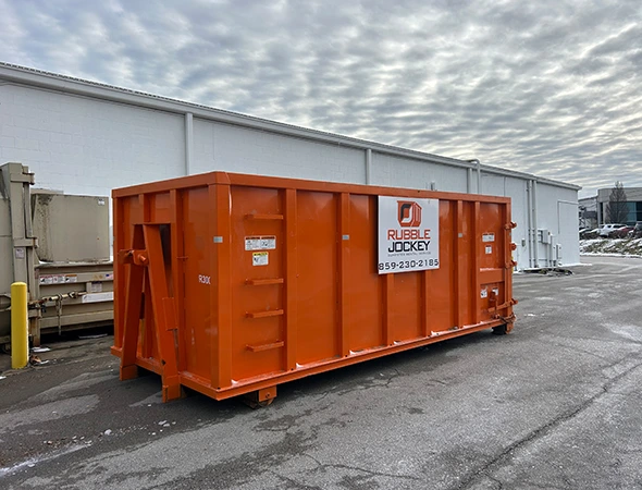 Rubble Jockey dumpster placed at a residential property in Lexington
