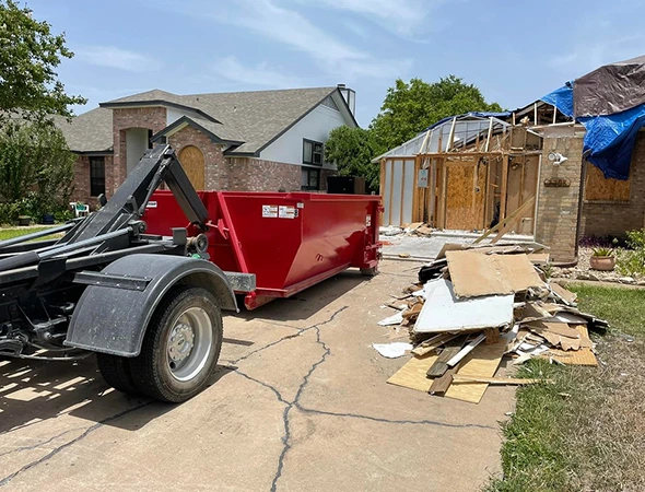 Construction site with a rented dumpster from Rubble Jockey in Nicholasville